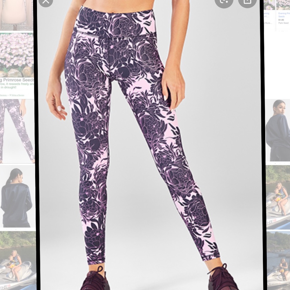 Fabletics Pink & Purple Floral High-Waist Leggings